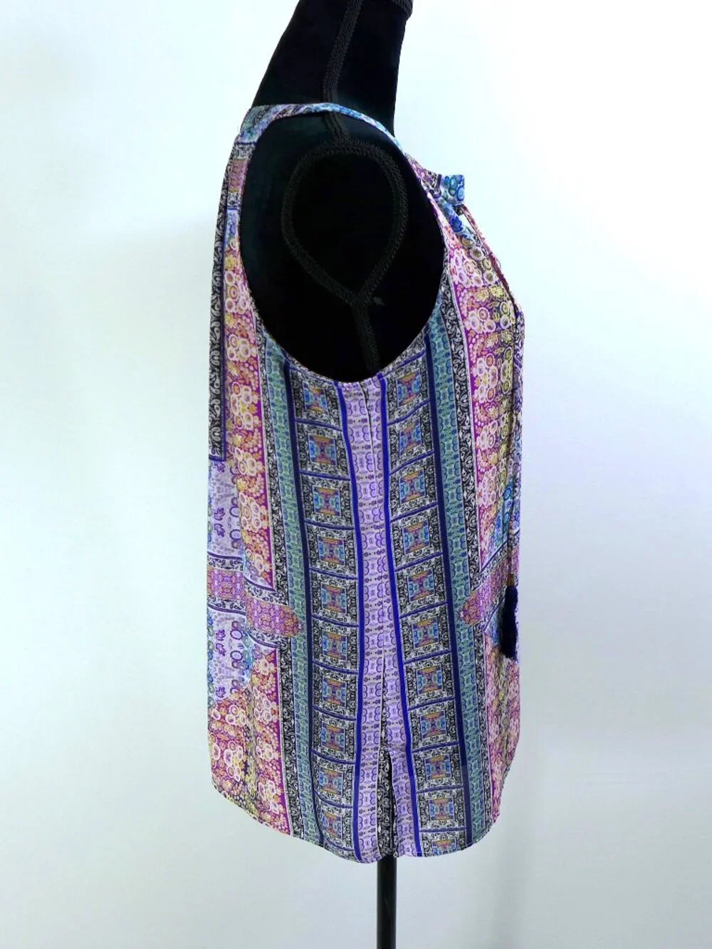 Rose & Olive Patchwork Medallion Rainbow TANK - Yoke tassel SMALL - Picture 3 of 4